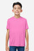 Core 365 CE10Y Youth Capital Performance Short Sleeve Crewneck T-Shirt Charity Pink Model Front
