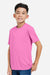 Core 365 CE10Y Youth Capital Performance Short Sleeve Crewneck T-Shirt Charity Pink Model Side