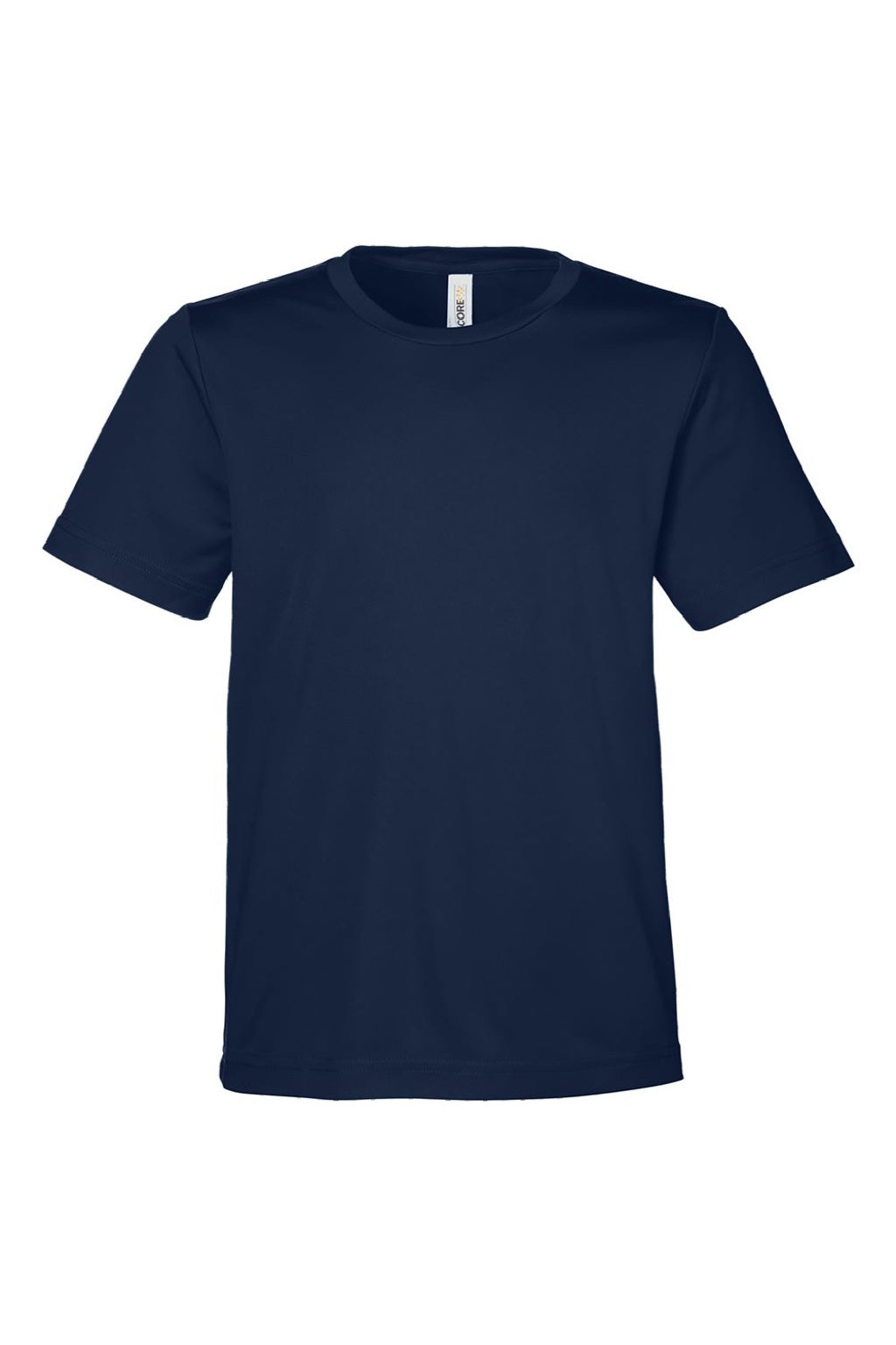 Core 365 CE10Y Youth Capital Performance Short Sleeve Crewneck T-Shirt Classic Navy Blue Flat Front