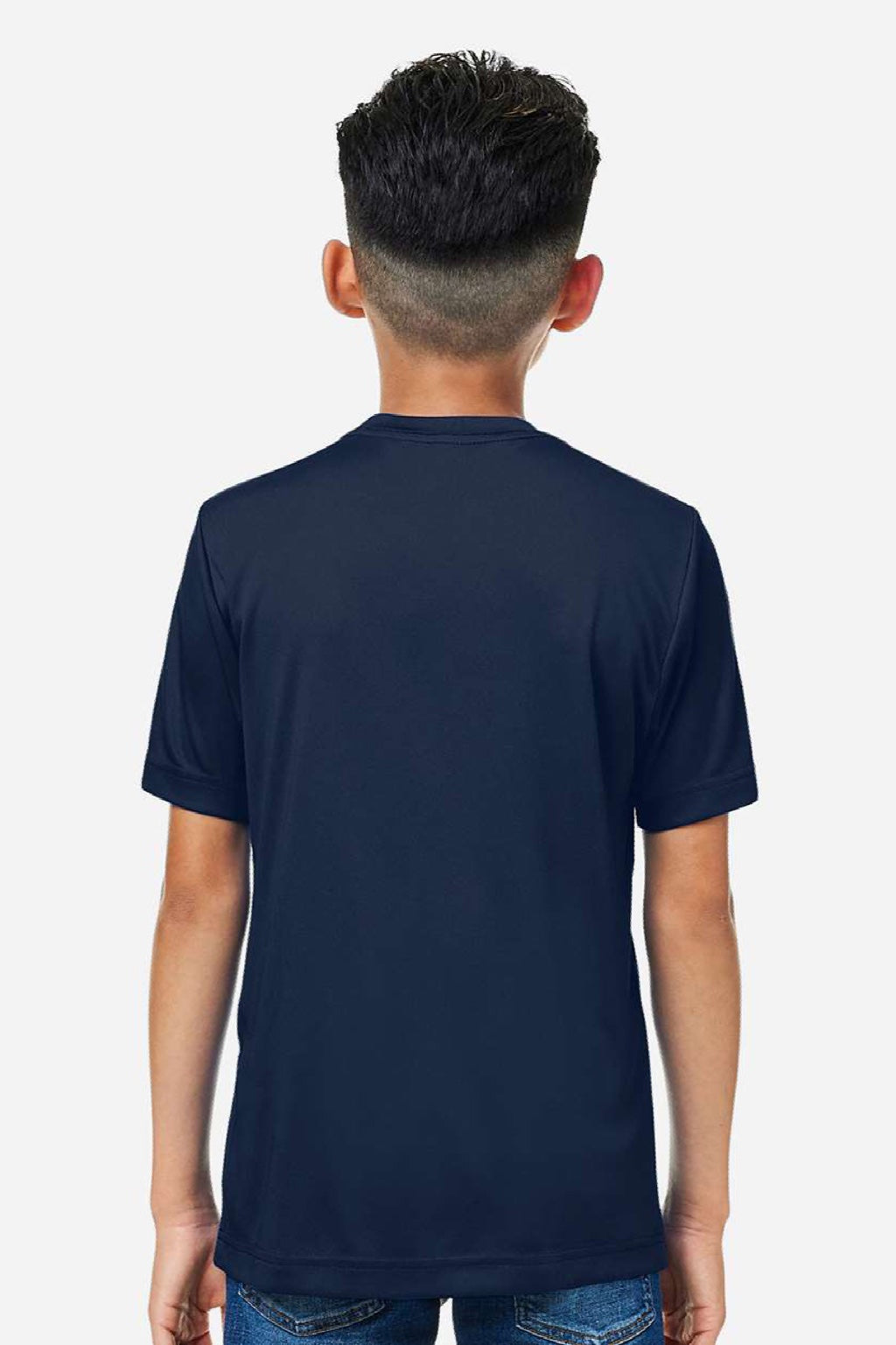 Core 365 CE10Y Youth Capital Performance Short Sleeve Crewneck T-Shirt Classic Navy Blue Model Back