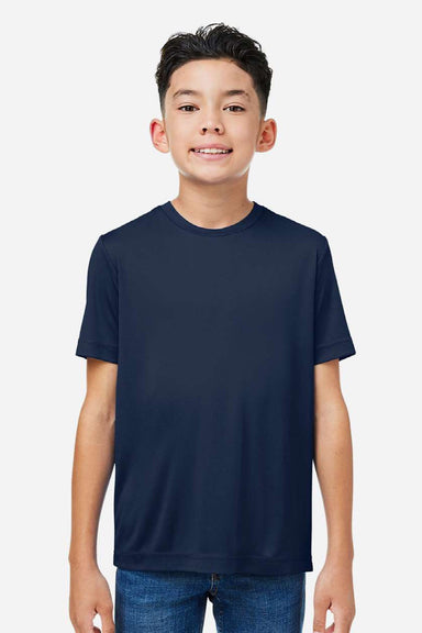 Core 365 CE10Y Youth Capital Performance Short Sleeve Crewneck T-Shirt Classic Navy Blue Model Front