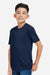 Core 365 CE10Y Youth Capital Performance Short Sleeve Crewneck T-Shirt Classic Navy Blue Model Side
