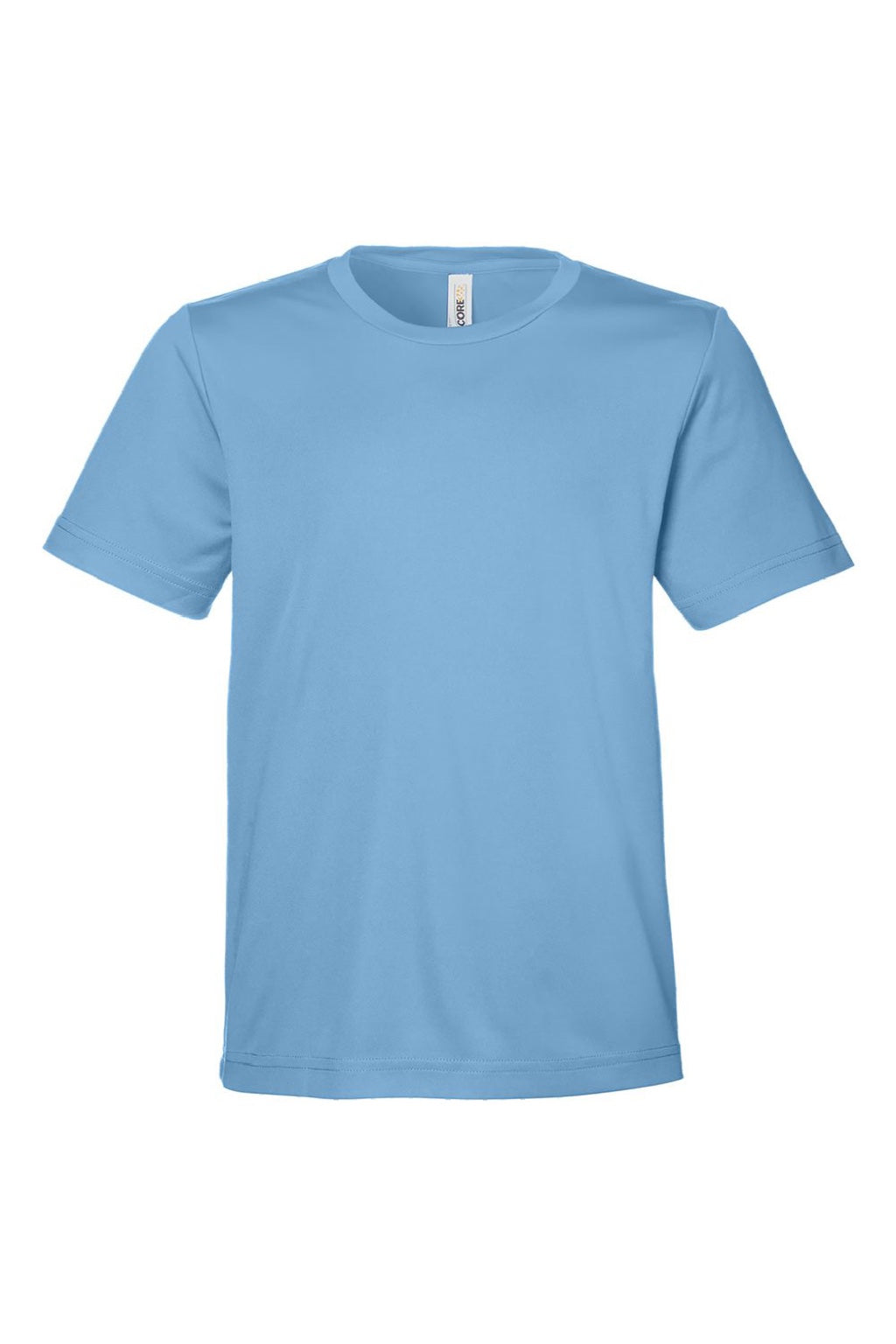 Core 365 CE10Y Youth Capital Performance Short Sleeve Crewneck T-Shirt Columbia Blue Flat Front
