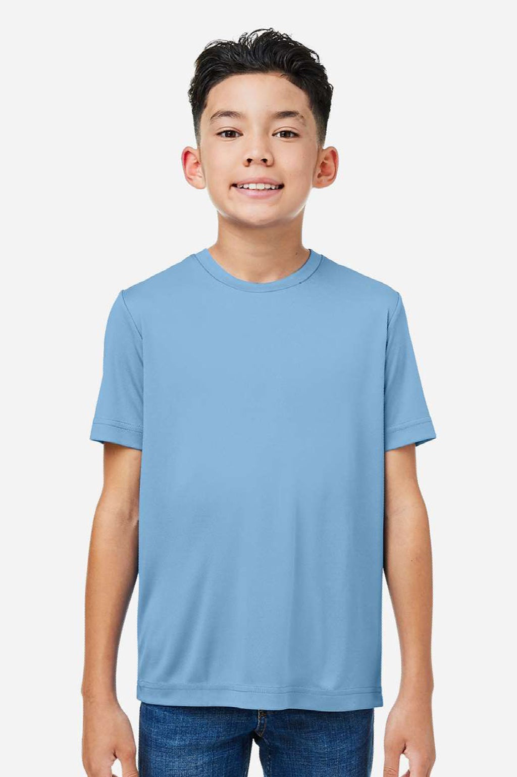 Core 365 CE10Y Youth Capital Performance Short Sleeve Crewneck T-Shirt Columbia Blue Model Front