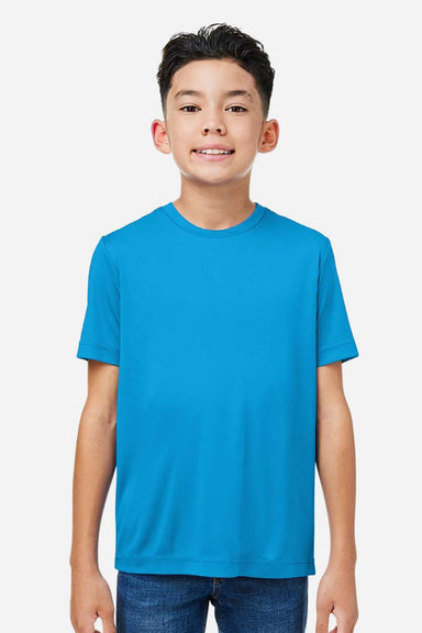 Core 365 CE10Y Youth Capital Performance Short Sleeve Crewneck T-Shirt Electric Blue Model Front