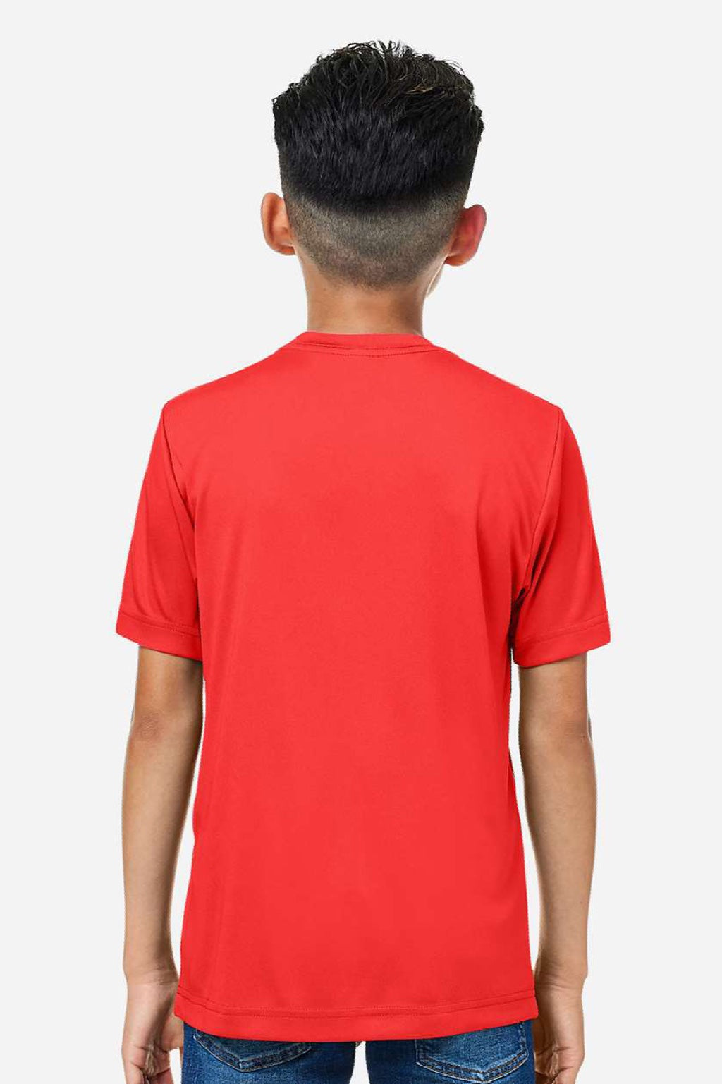 Core 365 CE10Y Youth Capital Performance Short Sleeve Crewneck T-Shirt Marina Red Model Back