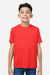 Core 365 CE10Y Youth Capital Performance Short Sleeve Crewneck T-Shirt Marina Red Model Front
