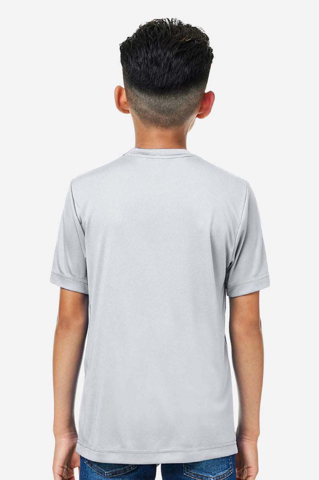 Core 365 CE10Y Youth Capital Performance Short Sleeve Crewneck T-Shirt Platinum Grey Model Back