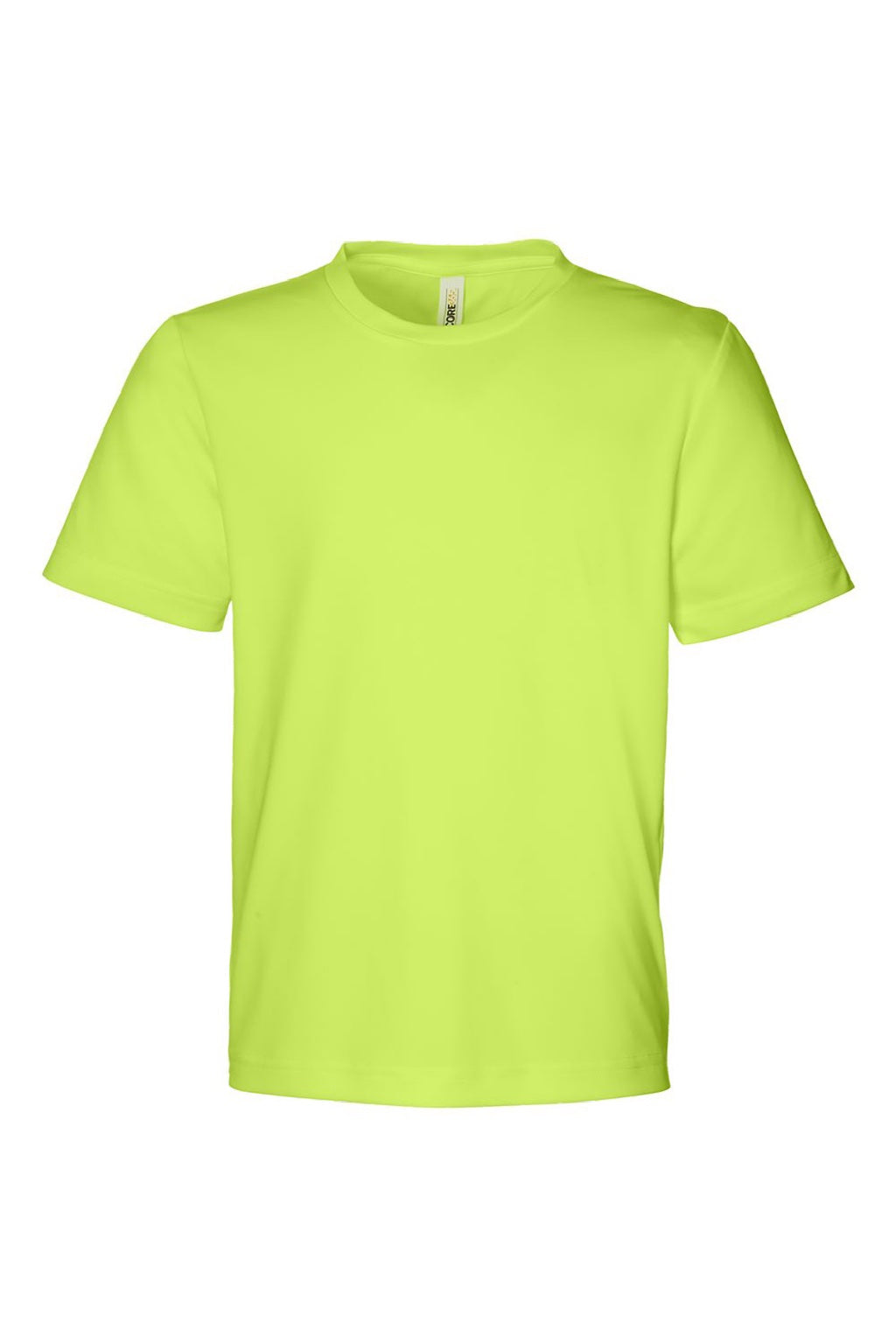 Core 365 CE10Y Youth Capital Performance Short Sleeve Crewneck T-Shirt Safety Yellow Flat Front