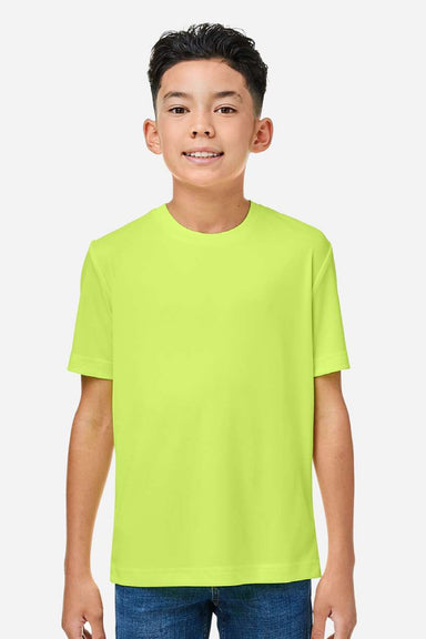 Core 365 CE10Y Youth Capital Performance Short Sleeve Crewneck T-Shirt Safety Yellow Model Front