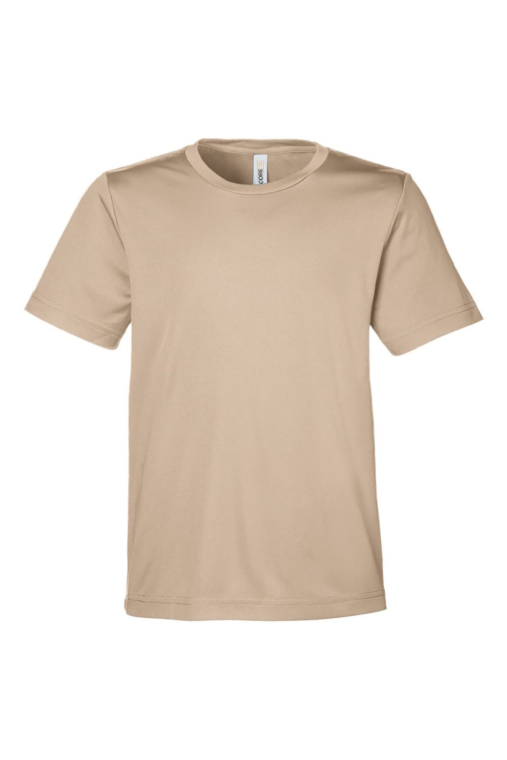 Core 365 CE10Y Youth Capital Performance Short Sleeve Crewneck T-Shirt Stone Brown Flat Front
