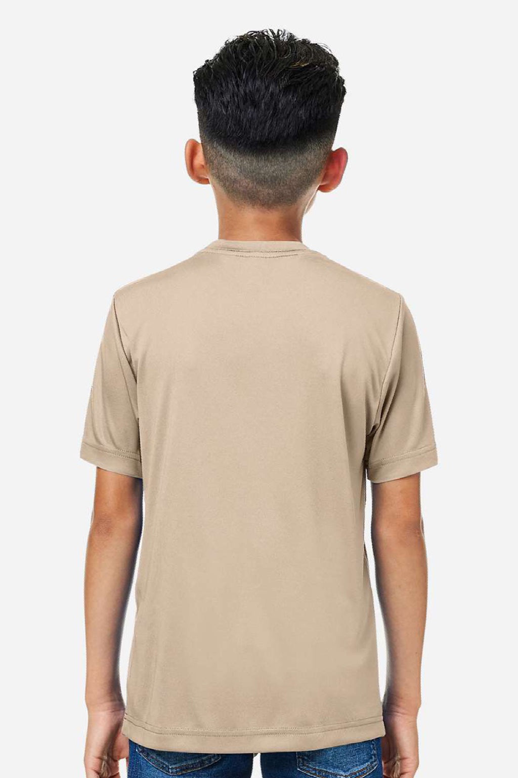 Core 365 CE10Y Youth Capital Performance Short Sleeve Crewneck T-Shirt Stone Brown Model Back