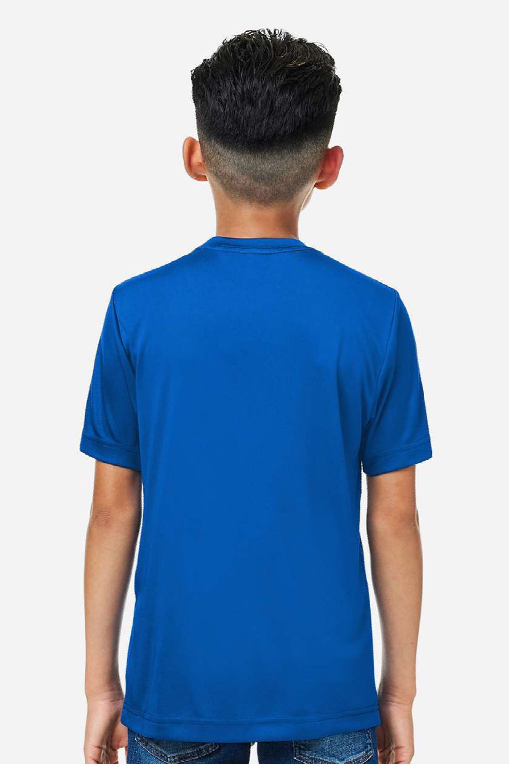 Core 365 CE10Y Youth Capital Performance Short Sleeve Crewneck T-Shirt True Royal Blue Model Back