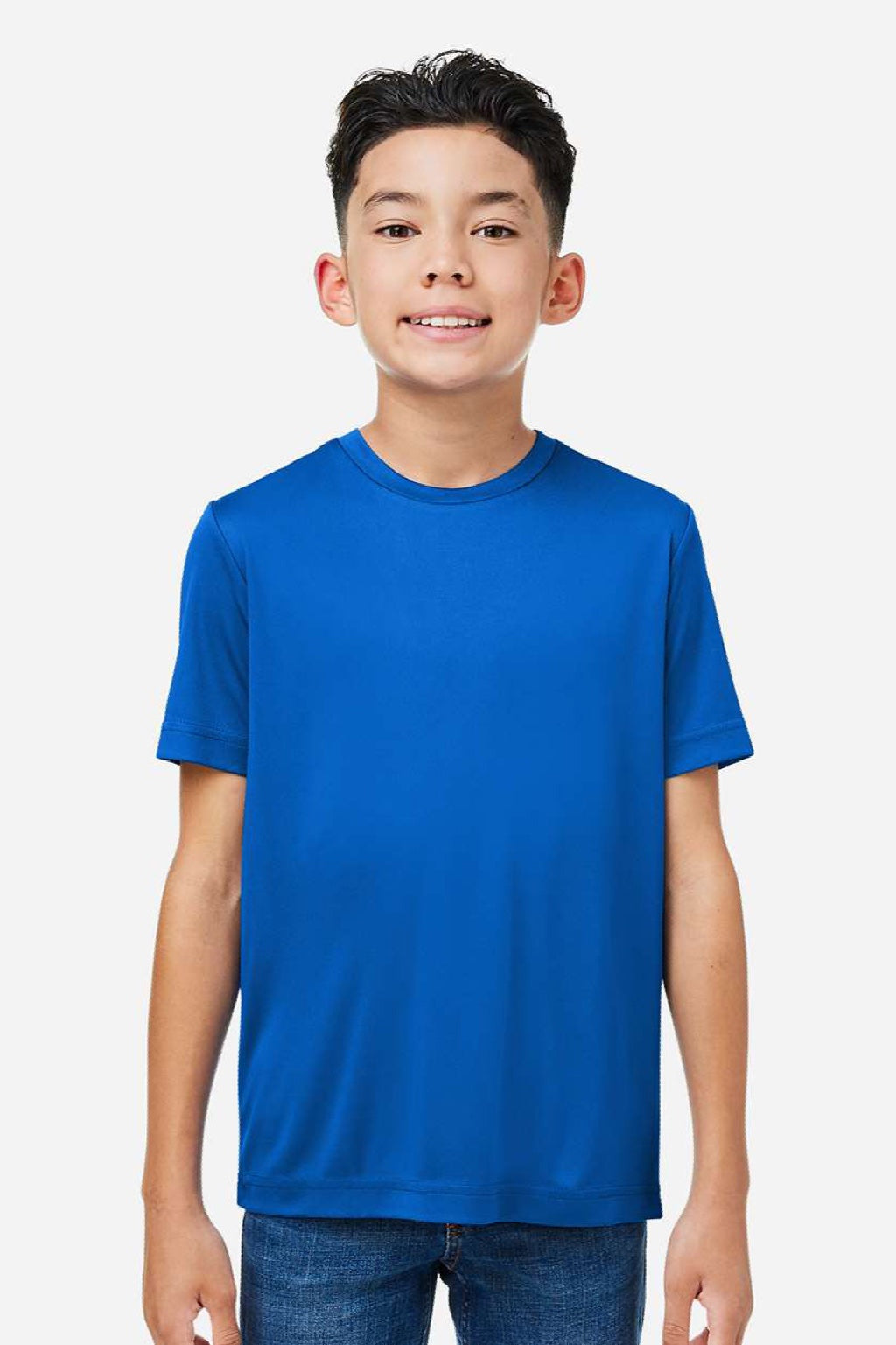 Core 365 CE10Y Youth Capital Performance Short Sleeve Crewneck T-Shirt True Royal Blue Model Front