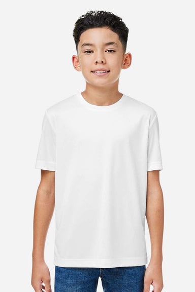Core 365 CE10Y Youth Capital Performance Short Sleeve Crewneck T-Shirt White Model Front