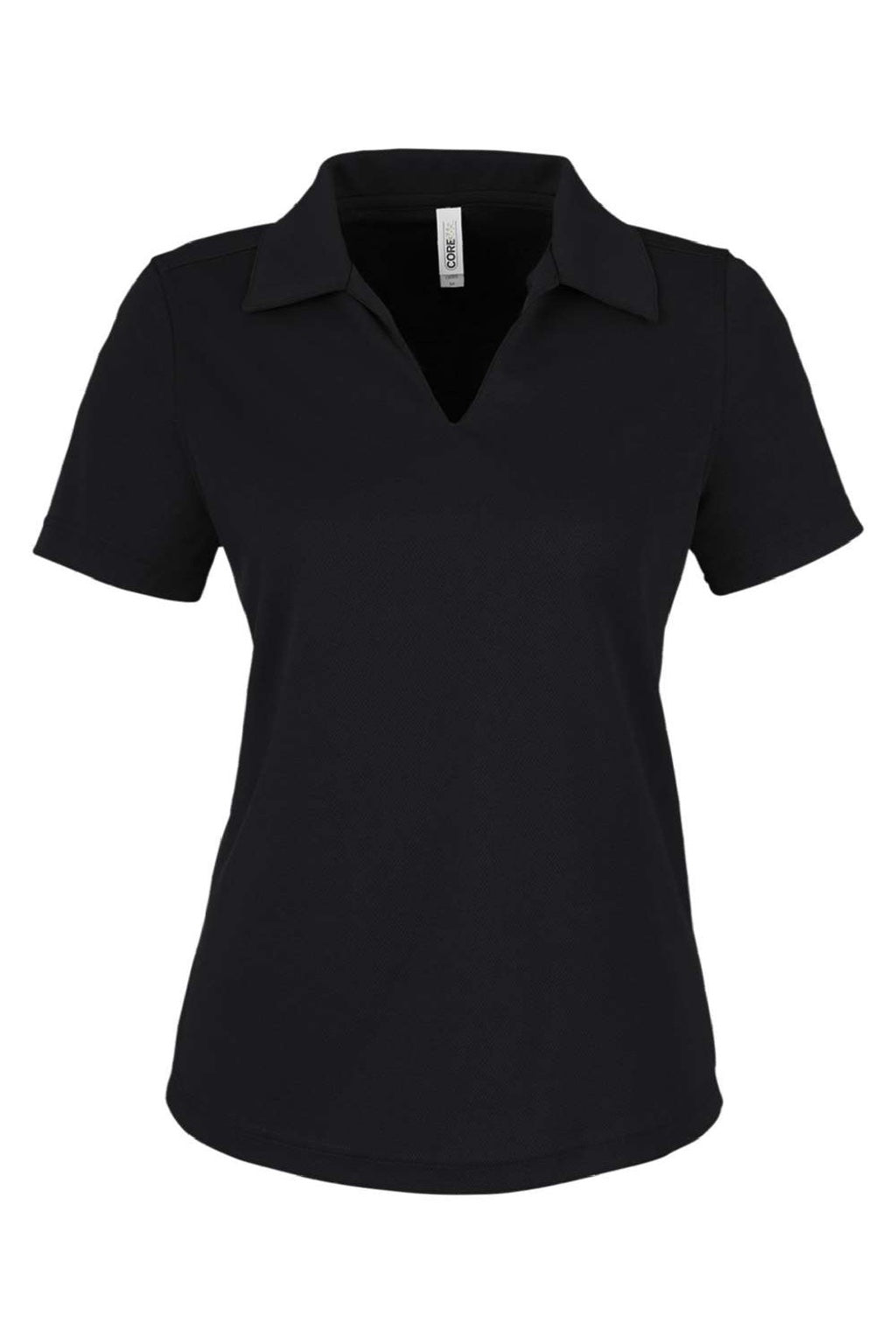 Core 365 CE104W Womens Market Snag Resistant Mesh Short Sleeve Polo Shirt Black Flat Front