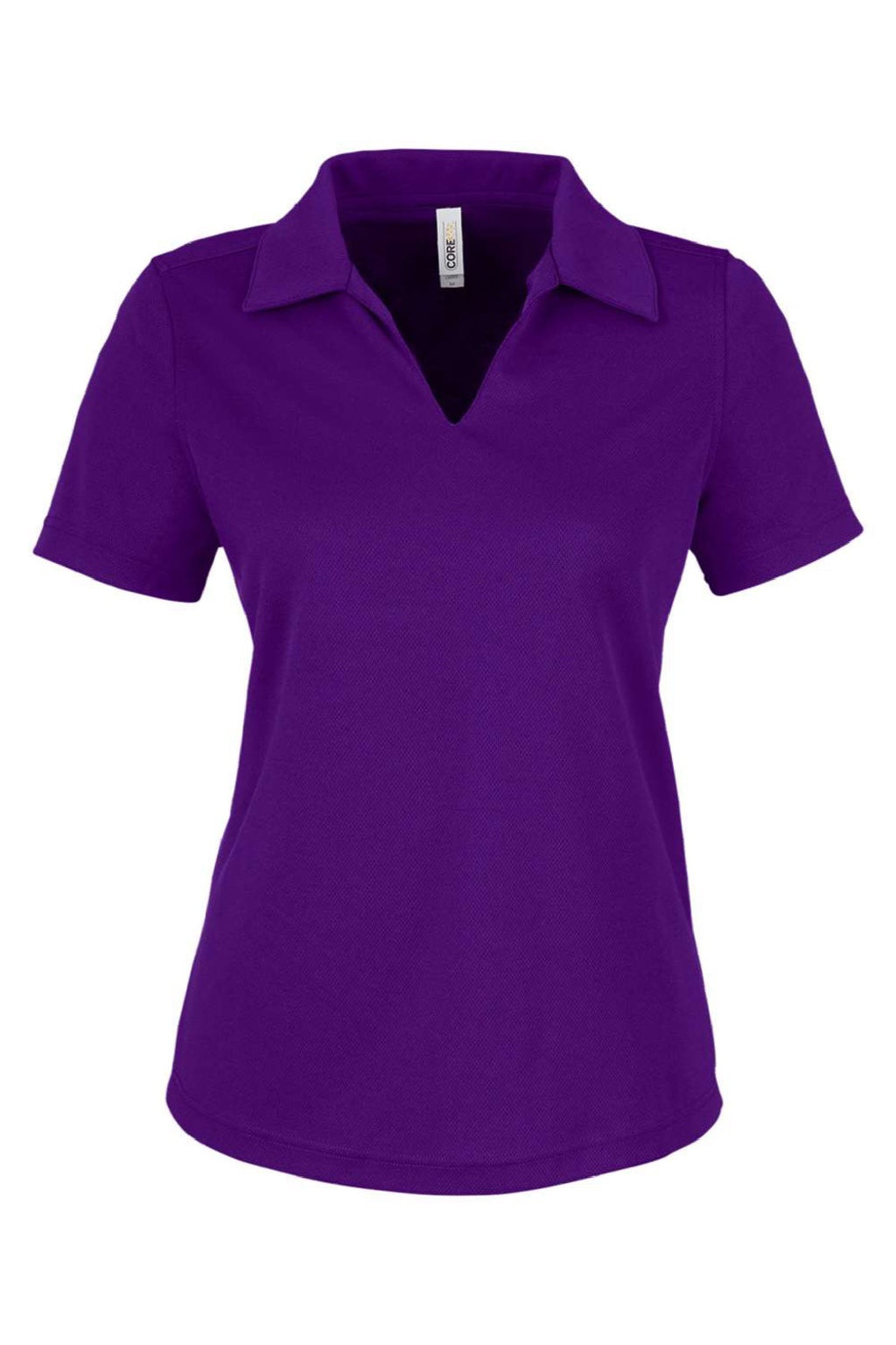 Core 365 CE104W Womens Market Snag Resistant Mesh Short Sleeve Polo Shirt Campus Purple Flat Front