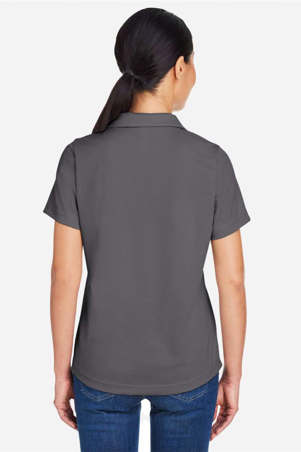 Core 365 CE104W Womens Market Snag Resistant Mesh Short Sleeve Polo Shirt Carbon Grey Model Back