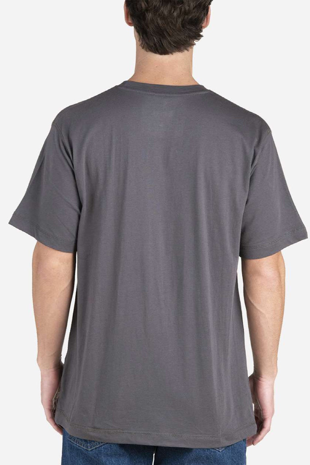 Berne BSM38 Mens Performance Short Sleeve Crewneck T-Shirt w/ Pocket Slate Grey Model Back