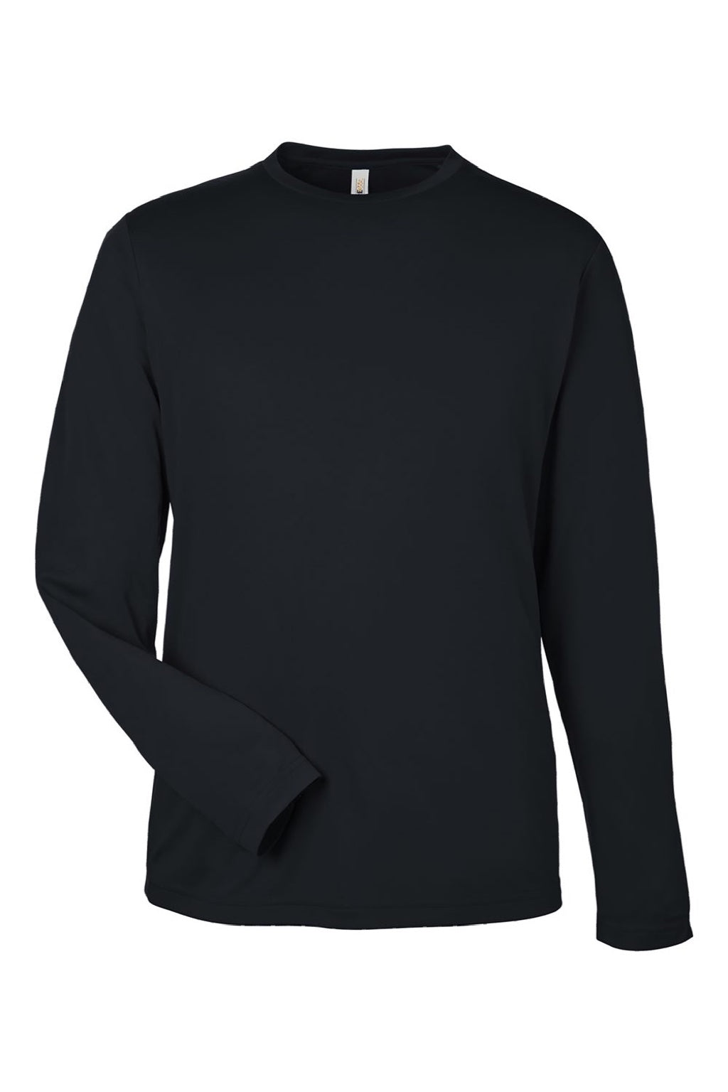 Core 365 CE10L Mens Capital Performance Long Sleeve Crewneck T-Shirt Black Flat Front