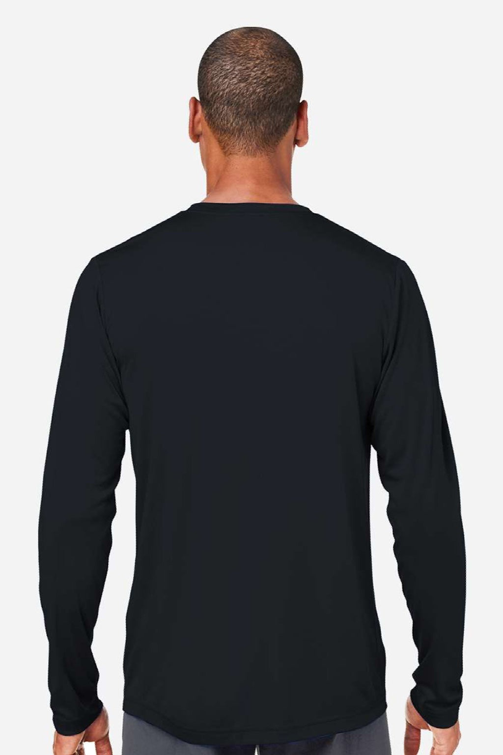 Core 365 CE10L Mens Capital Performance Long Sleeve Crewneck T-Shirt Black Model Back