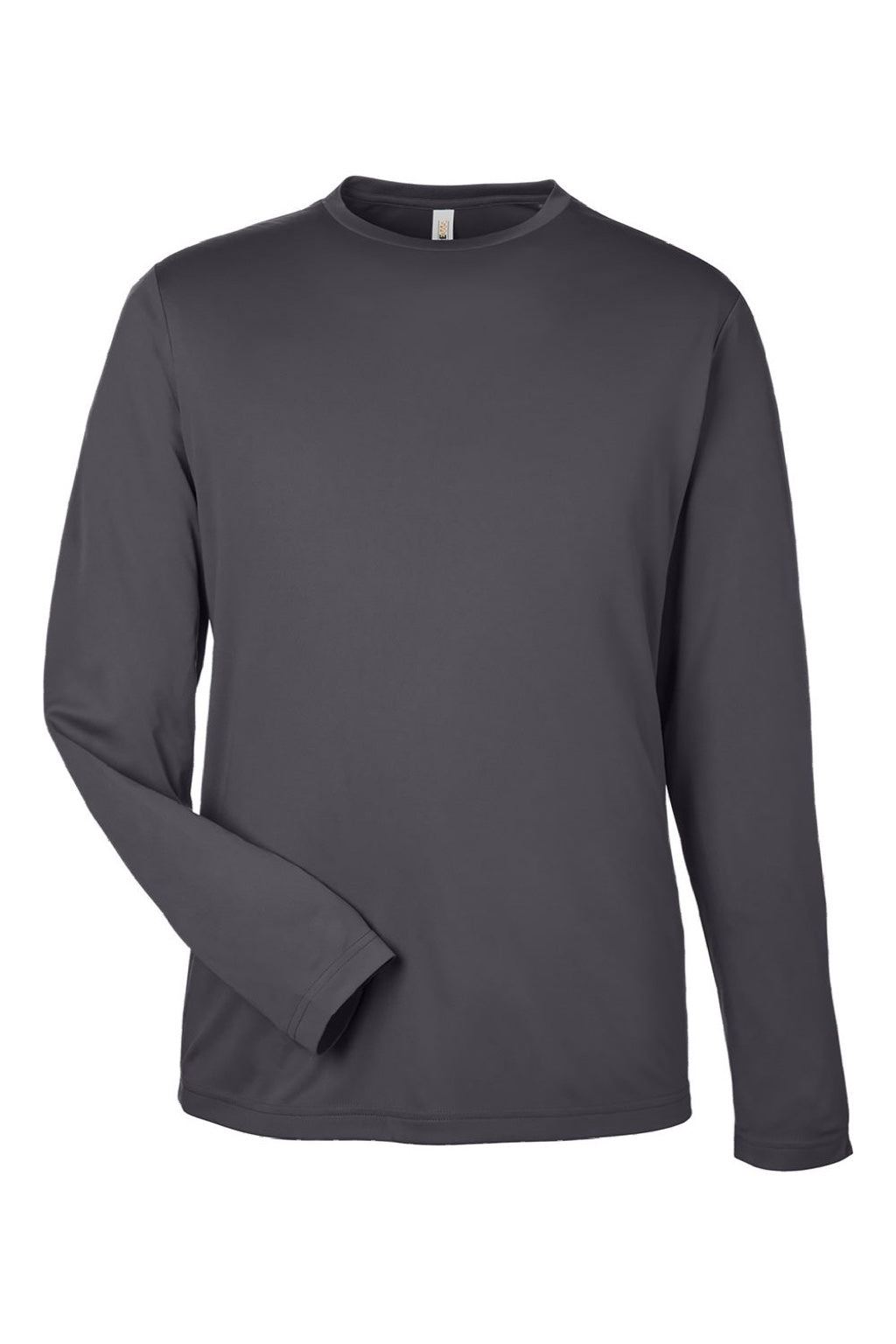 Core 365 CE10L Mens Capital Performance Long Sleeve Crewneck T-Shirt Carbon Grey Flat Front