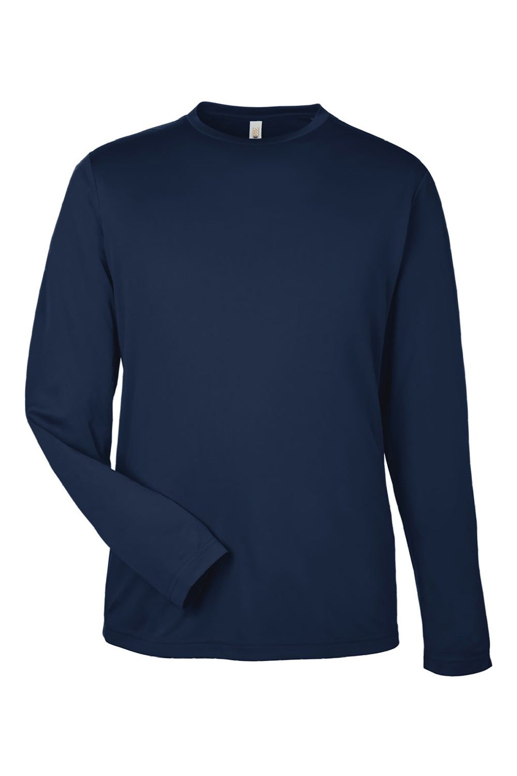 Core 365 CE10L Mens Capital Performance Long Sleeve Crewneck T-Shirt Classic Navy Blue Flat Front