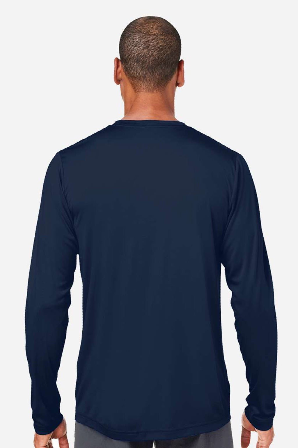 Core 365 CE10L Mens Capital Performance Long Sleeve Crewneck T-Shirt Classic Navy Blue Model Back