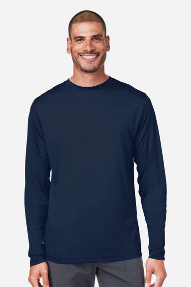 Core 365 CE10L Mens Capital Performance Long Sleeve Crewneck T-Shirt Classic Navy Blue Model Front