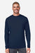 Core 365 CE10L Mens Capital Performance Long Sleeve Crewneck T-Shirt Classic Navy Blue Model Front