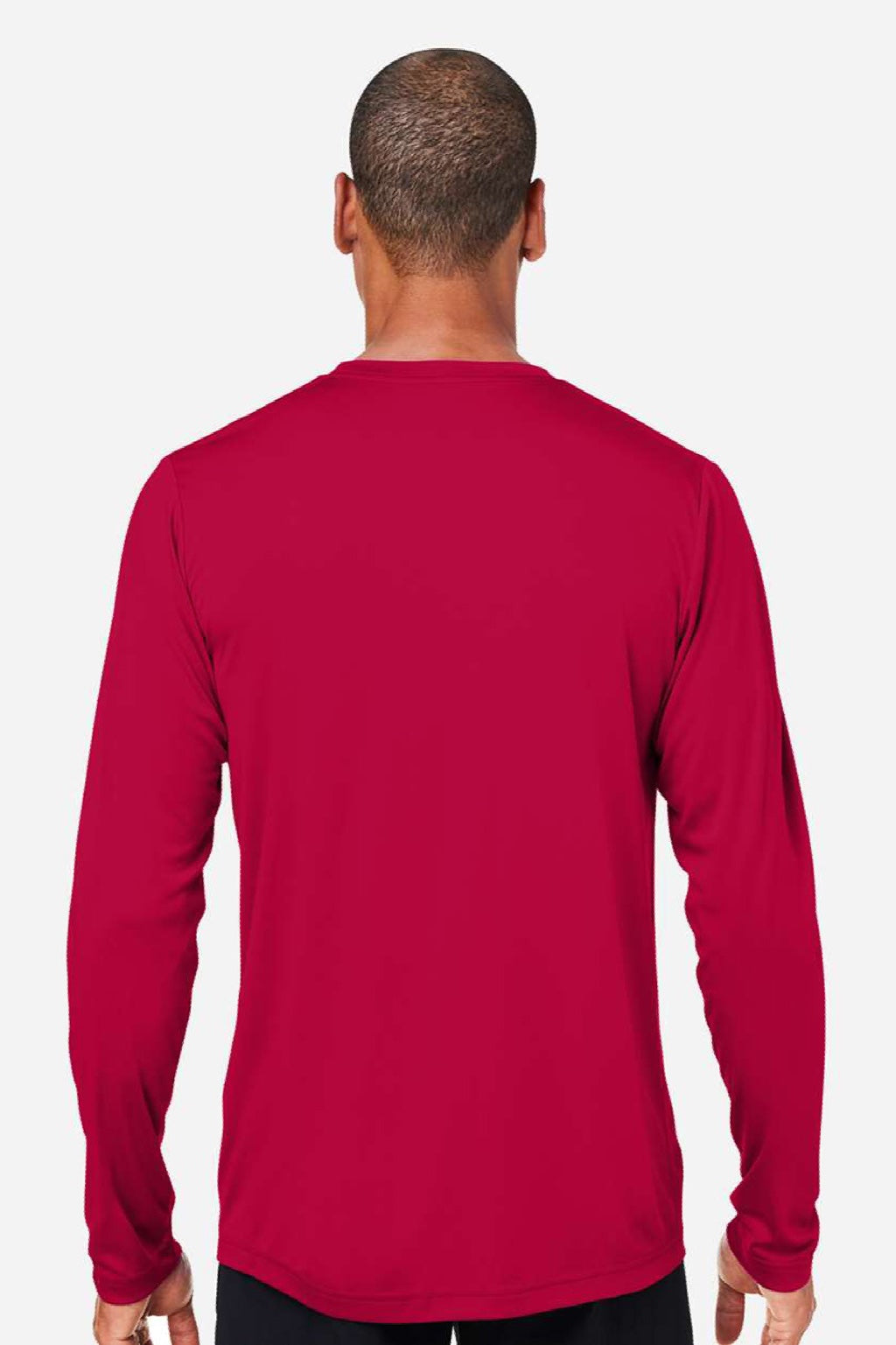 Core 365 CE10L Mens Capital Performance Long Sleeve Crewneck T-Shirt Classic Red Model Back