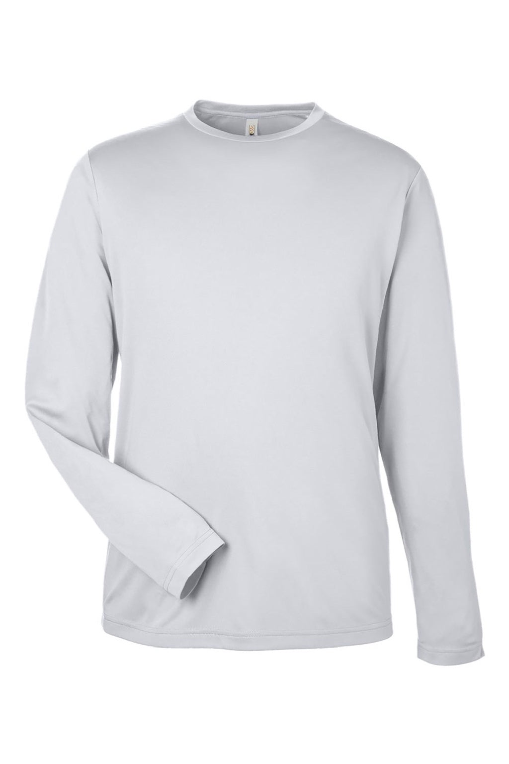 Core 365 CE10L Mens Capital Performance Long Sleeve Crewneck T-Shirt Platinum Grey Flat Front