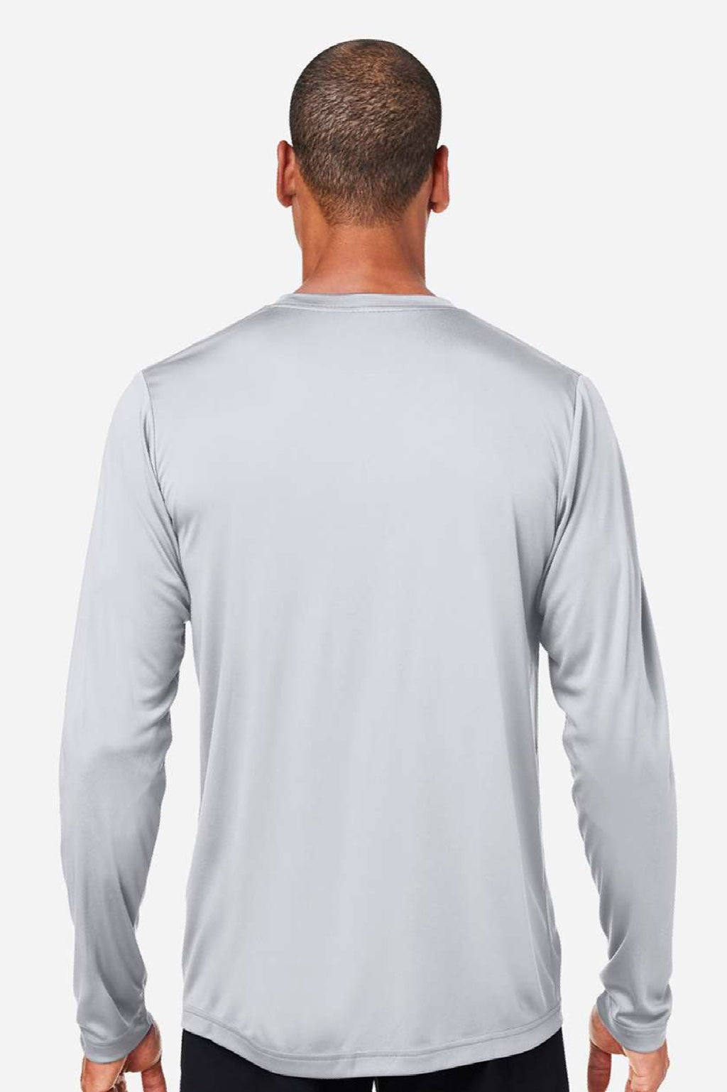 Core 365 CE10L Mens Capital Performance Long Sleeve Crewneck T-Shirt Platinum Grey Model Back