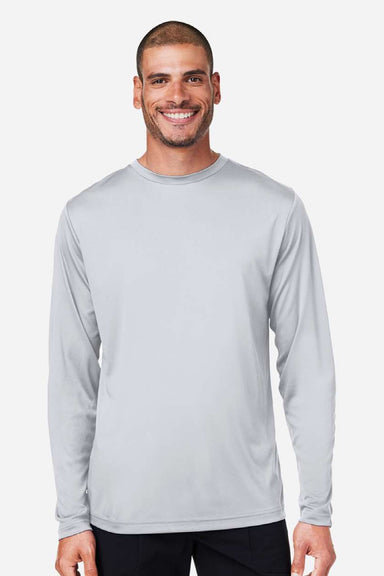 Core 365 CE10L Mens Capital Performance Long Sleeve Crewneck T-Shirt Platinum Grey Model Front
