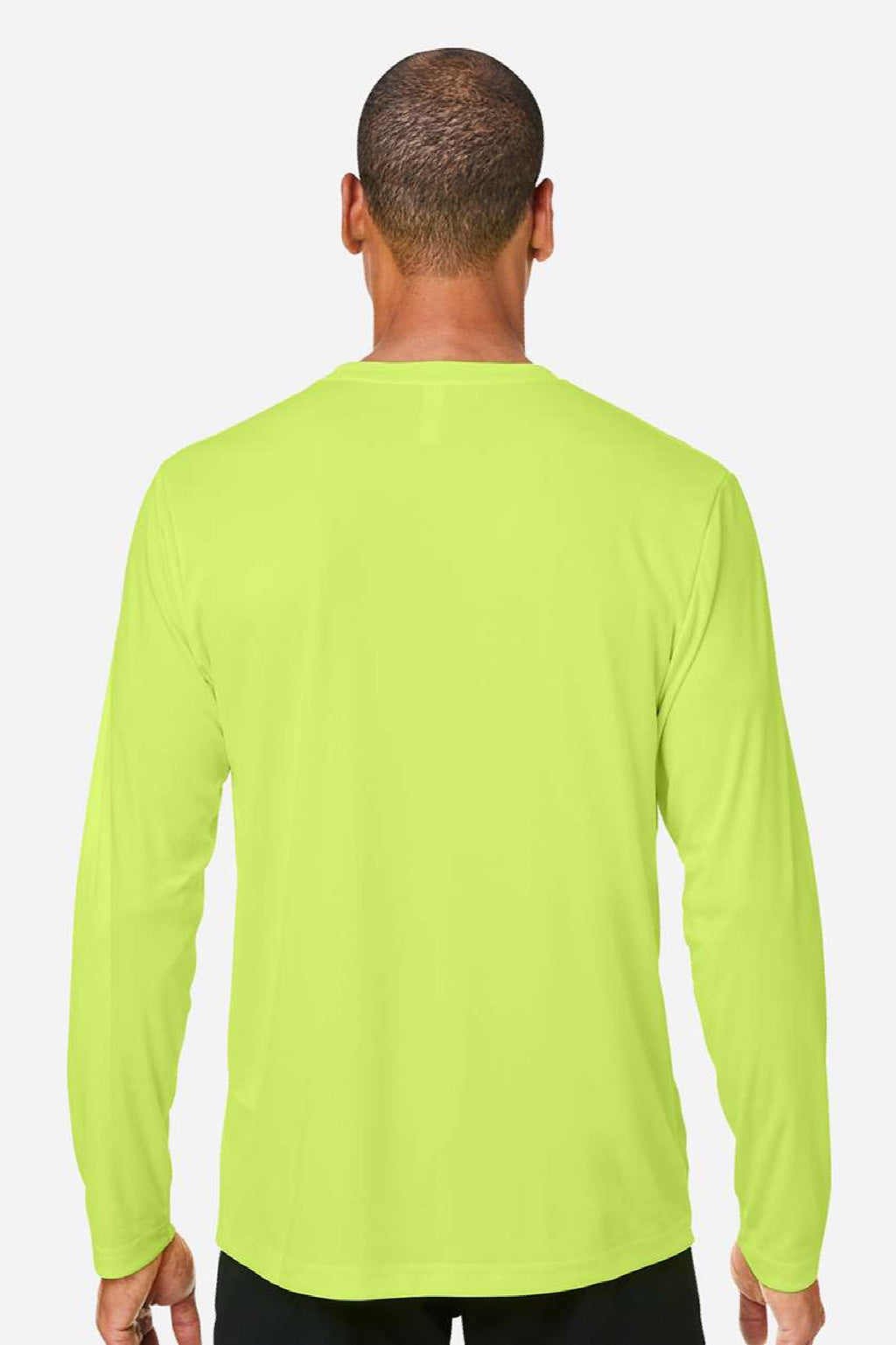 Core 365 CE10L Mens Capital Performance Long Sleeve Crewneck T-Shirt Safety Yellow Model Back