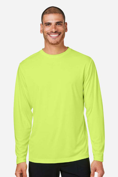 Core 365 CE10L Mens Capital Performance Long Sleeve Crewneck T-Shirt Safety Yellow Model Front