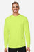 Core 365 CE10L Mens Capital Performance Long Sleeve Crewneck T-Shirt Safety Yellow Model Front