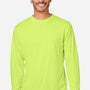 Core 365 Mens Capital Performance Moisture Wicking Long Sleeve Crewneck T-Shirt - Safety Yellow - New