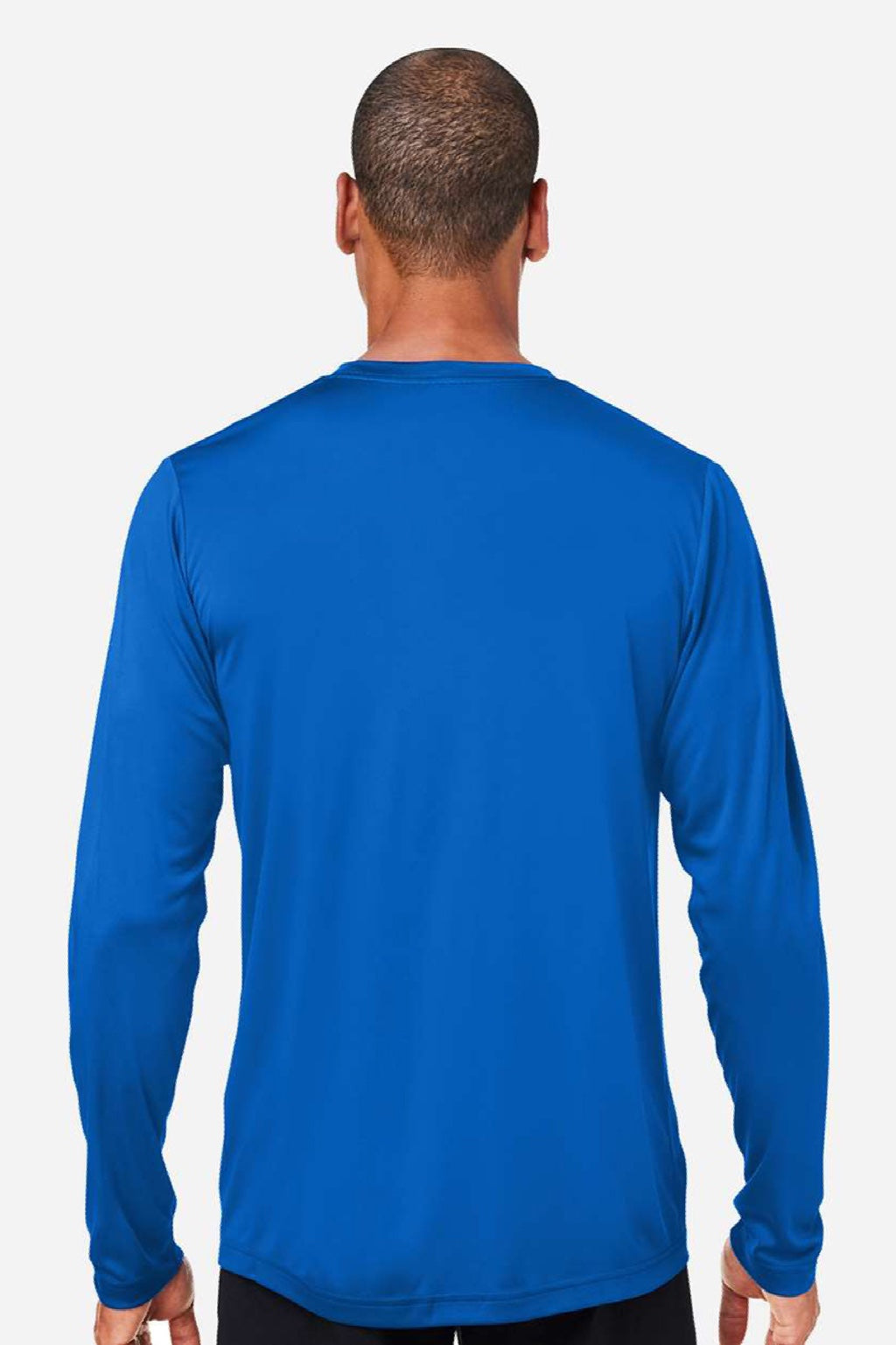 Core 365 CE10L Mens Capital Performance Long Sleeve Crewneck T-Shirt True Royal Blue Model Back