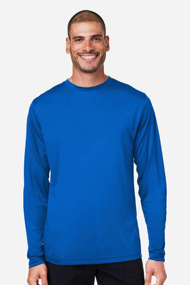 Core 365 CE10L Mens Capital Performance Long Sleeve Crewneck T-Shirt True Royal Blue Model Front