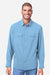 Core 365 CE510L Mens Ultra UVP Marina Long Sleeve Button Down Shirt w/ Double Pockets Columbia Blue Model Front