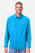 Core 365 CE510L Mens Ultra UVP Marina Long Sleeve Button Down Shirt w/ Double Pockets Electric Blue Model Front