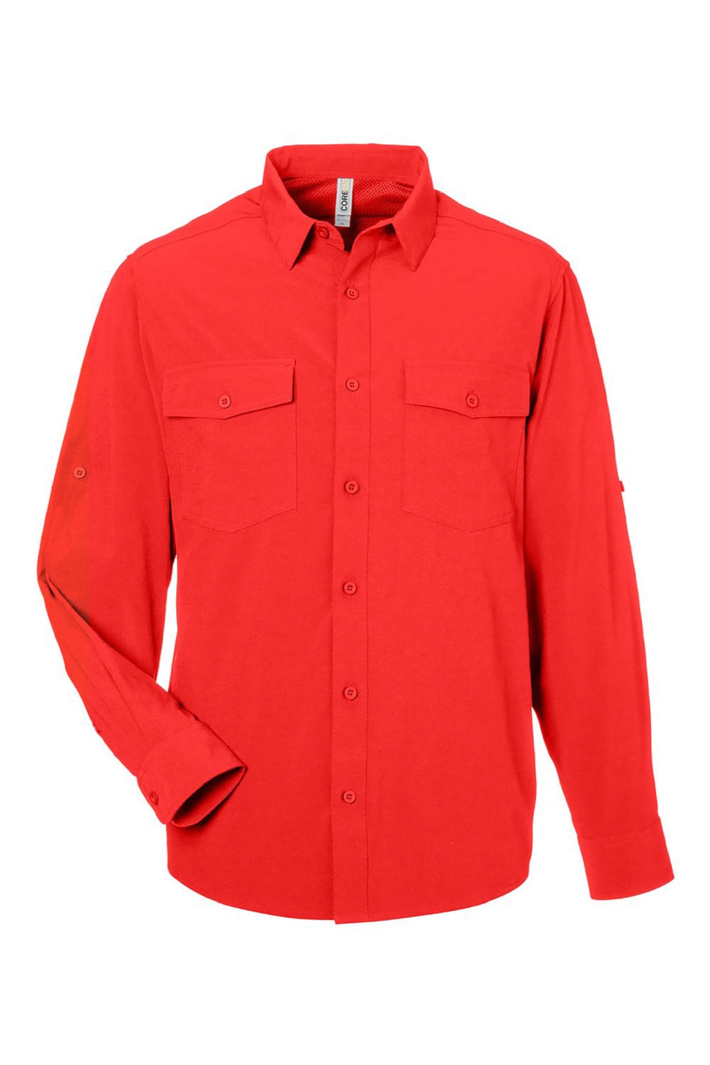 Core 365 CE510L Mens Ultra UVP Marina Long Sleeve Button Down Shirt w/ Double Pockets Marina Red Flat Front