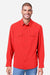 Core 365 CE510L Mens Ultra UVP Marina Long Sleeve Button Down Shirt w/ Double Pockets Marina Red Model Front