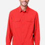 Core 365 Mens Ultra UVP Marina Moisture Wicking Long Sleeve Button Down Shirt w/ Double Pockets - Marina Red - Coming Soon