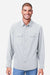 Core 365 CE510L Mens Ultra UVP Marina Long Sleeve Button Down Shirt w/ Double Pockets Platinum Grey Model Front