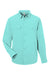 Core 365 CE510L Mens Ultra UVP Marina Long Sleeve Button Down Shirt w/ Double Pockets Sea Glass Blue Flat Front