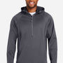 Core 365 Mens Techno Lite 1/4 Zip Wind & Water Resistant Hooded Anorak Jacket - Carbon Grey - New