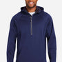 Core 365 Mens Techno Lite 1/4 Zip Wind & Water Resistant Hooded Anorak Jacket - Classic Navy Blue - New