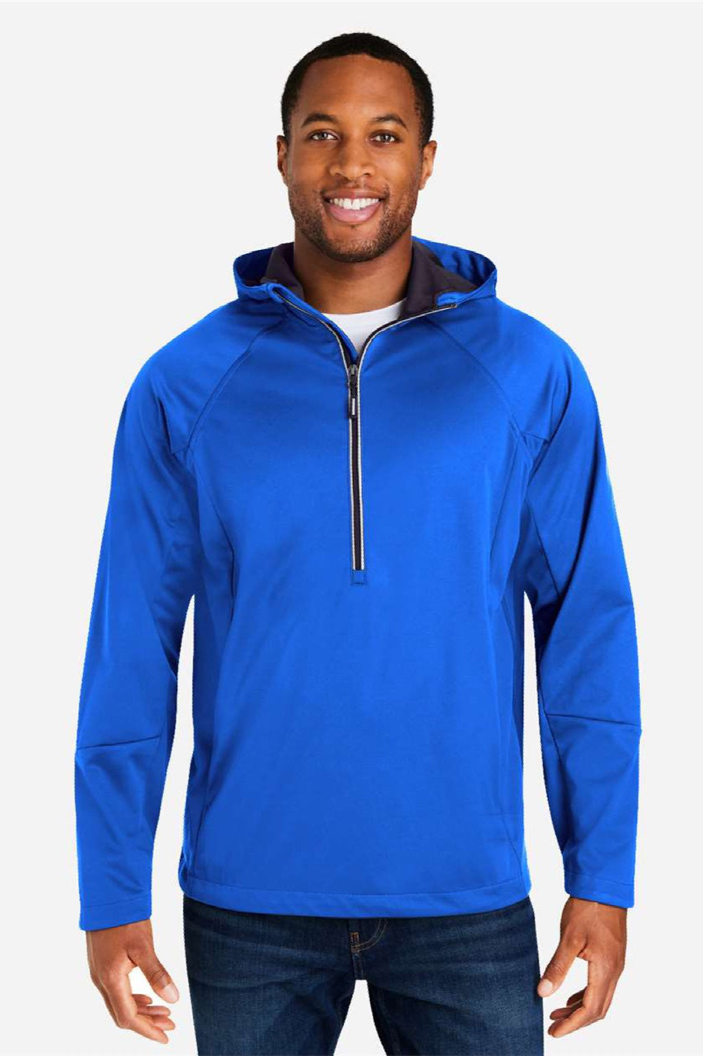 Core 365 CE711 Mens Techno Lite 1/4 Zip Hooded Anorak Jacket True Royal Blue Model Front